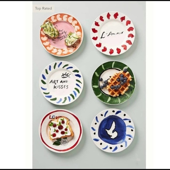 ANTHROPOLOGIE Hotel Magique Heart Dessert Plate Green with Black Heart NEW - Picture 7 of 9